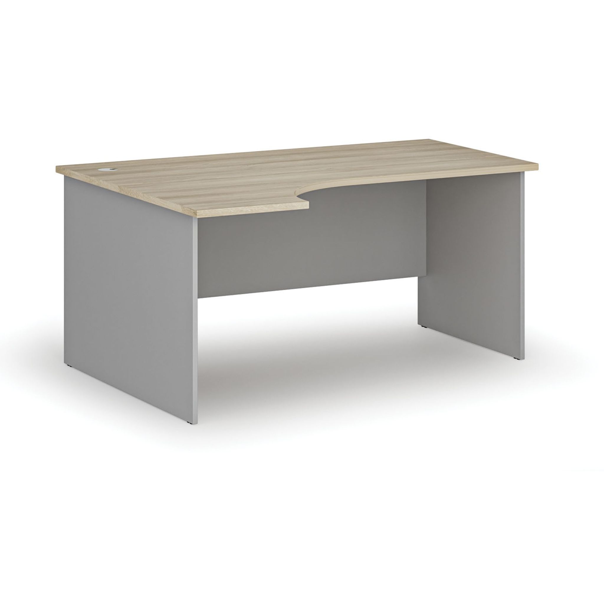 Rohový kancelářský psací stůl PRIMO GRAY, 160x120 cm, levý, šedá/dub přírodní