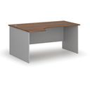 Rohový kancelářský psací stůl PRIMO GRAY, 160x120 cm, levý, šedá/ořech