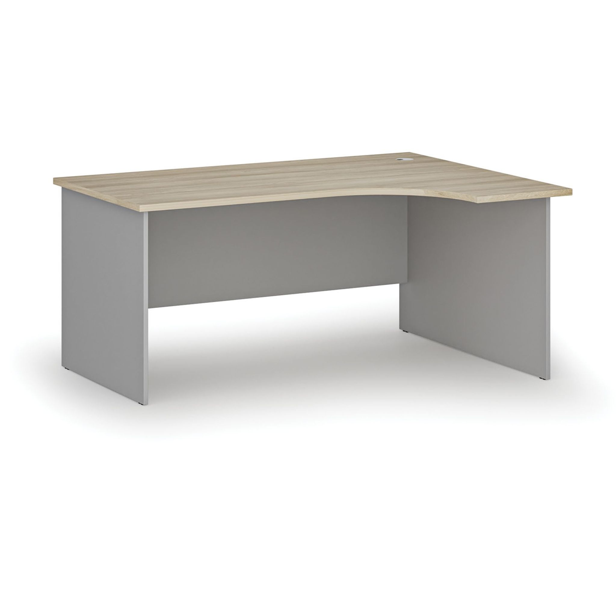 Rohový kancelářský psací stůl PRIMO GRAY, 160x120 cm, pravý, šedá/dub přírodní