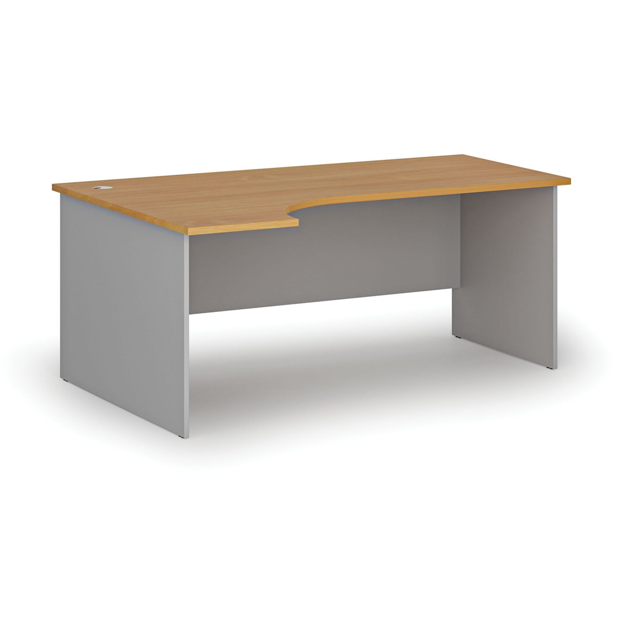 Rohový kancelářský psací stůl PRIMO GRAY, 180x120 cm, levý, šedá/buk
