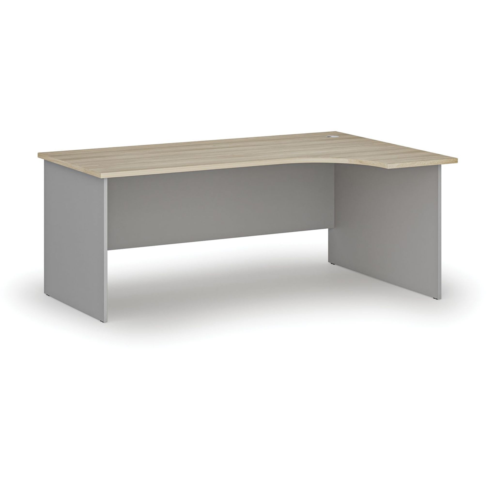 Rohový kancelářský psací stůl PRIMO GRAY, 180x120 cm, pravý, šedá/dub přírodní