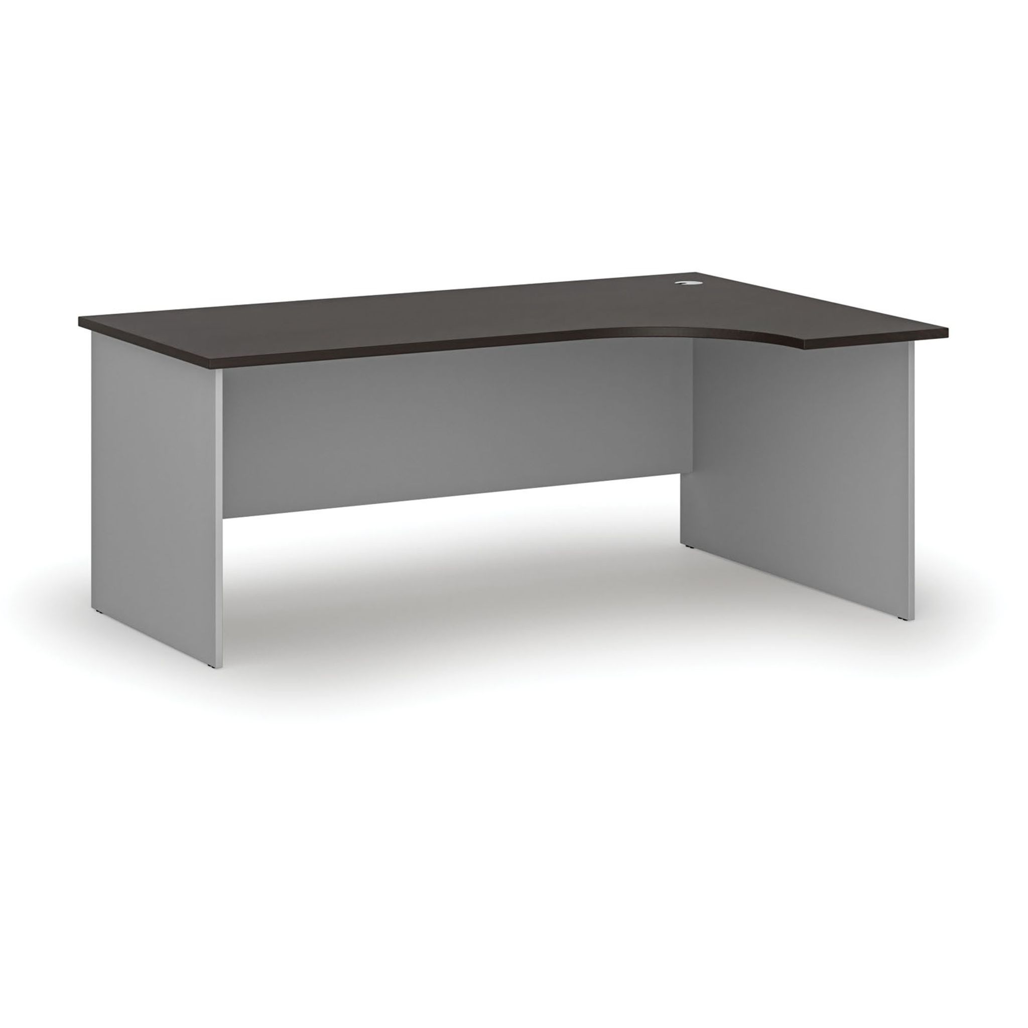Rohový kancelářský psací stůl PRIMO GRAY, 180x120 cm, pravý, šedá/wenge