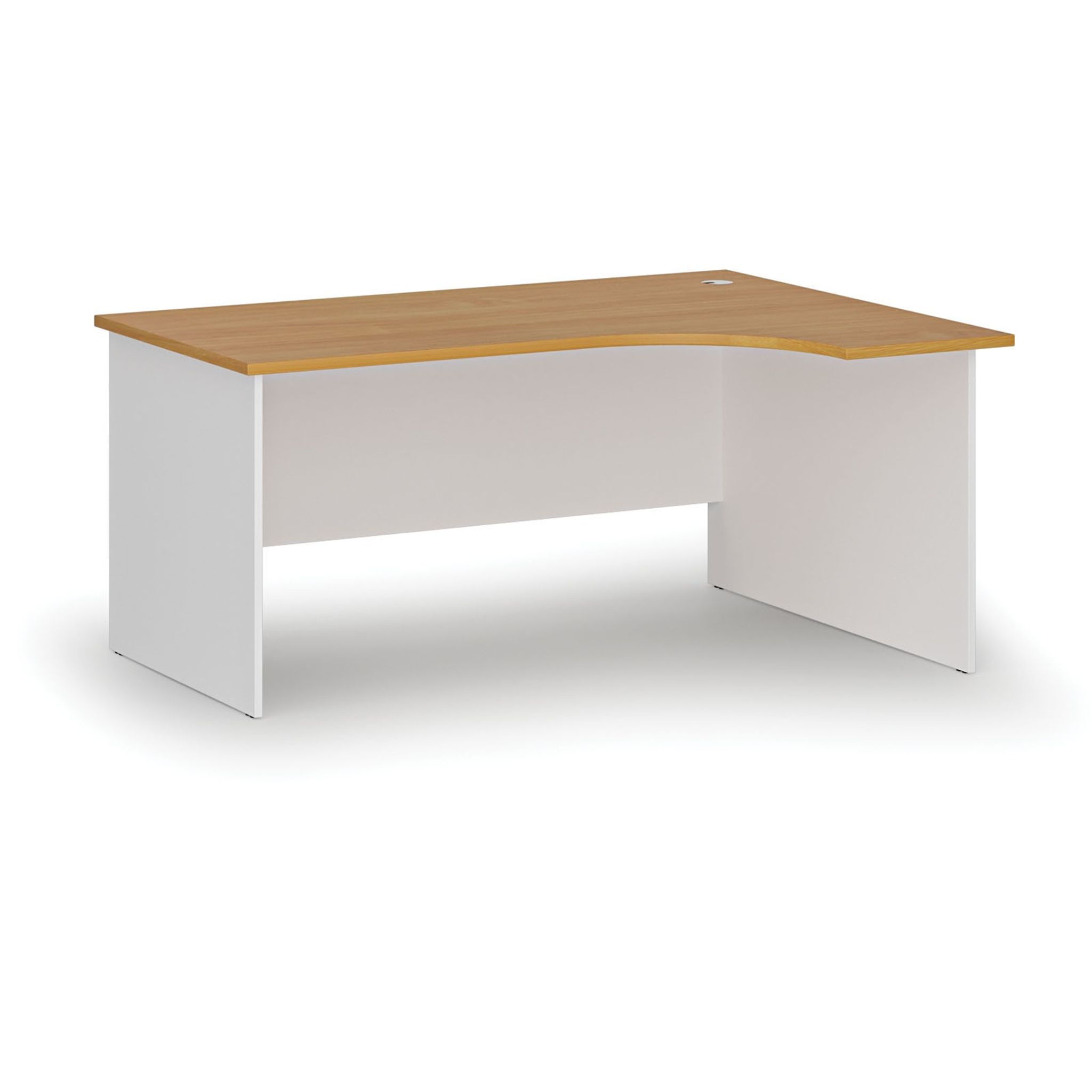 Rohový kancelářský psací stůl PRIMO WHITE, 160x120 cm, pravý, bílá/buk