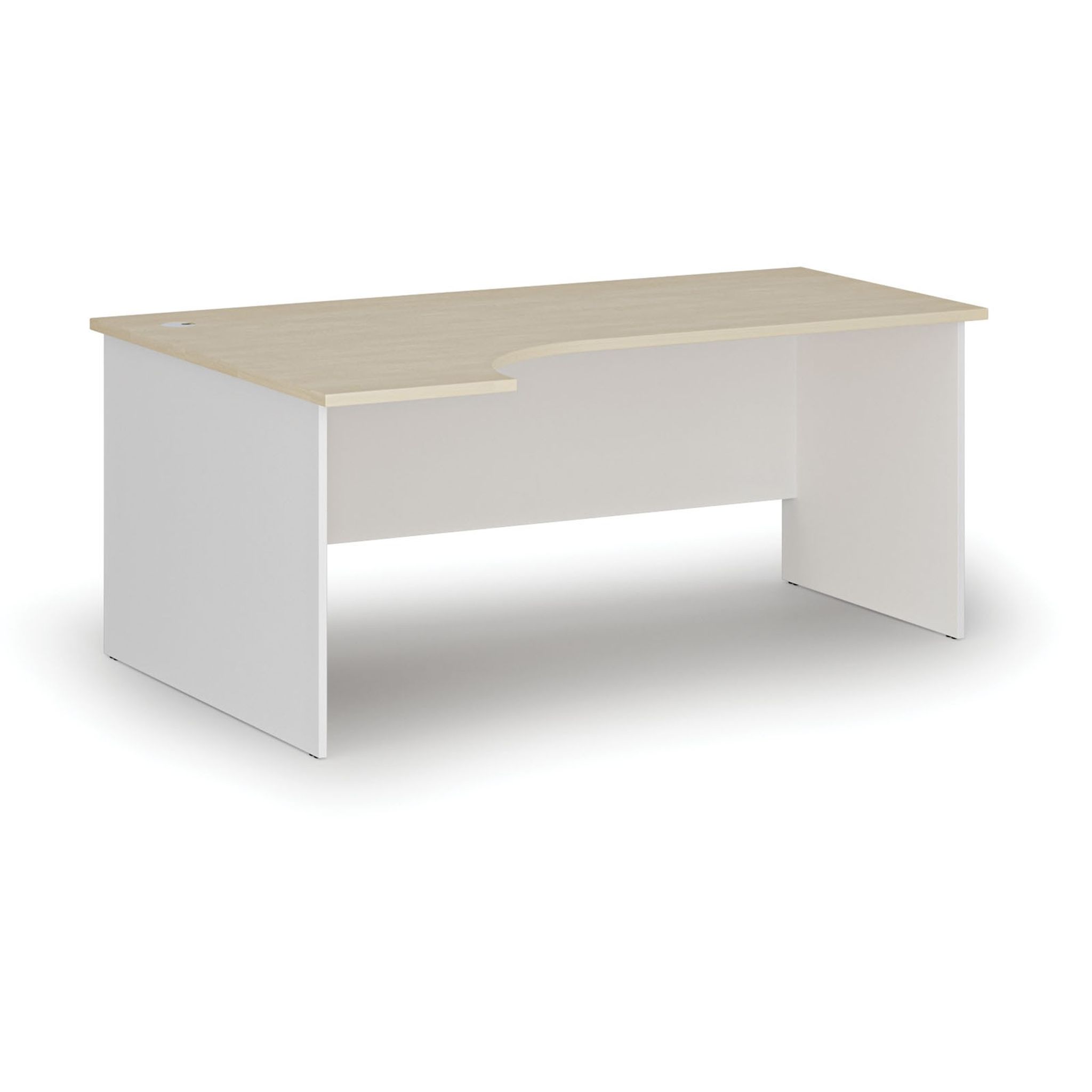 Rohový kancelářský psací stůl PRIMO WHITE, 180x120 cm, levý, bílá/bříza
