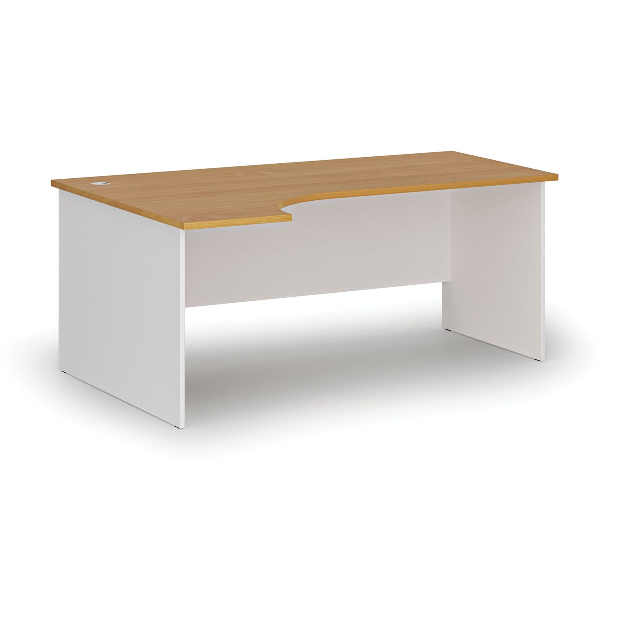 Rohový kancelářský psací stůl PRIMO WHITE, 180x120 cm, levý, bílá/buk