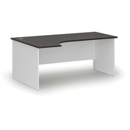 Rohový kancelářský psací stůl PRIMO WHITE, 180x120 cm, levý, bílá/wenge