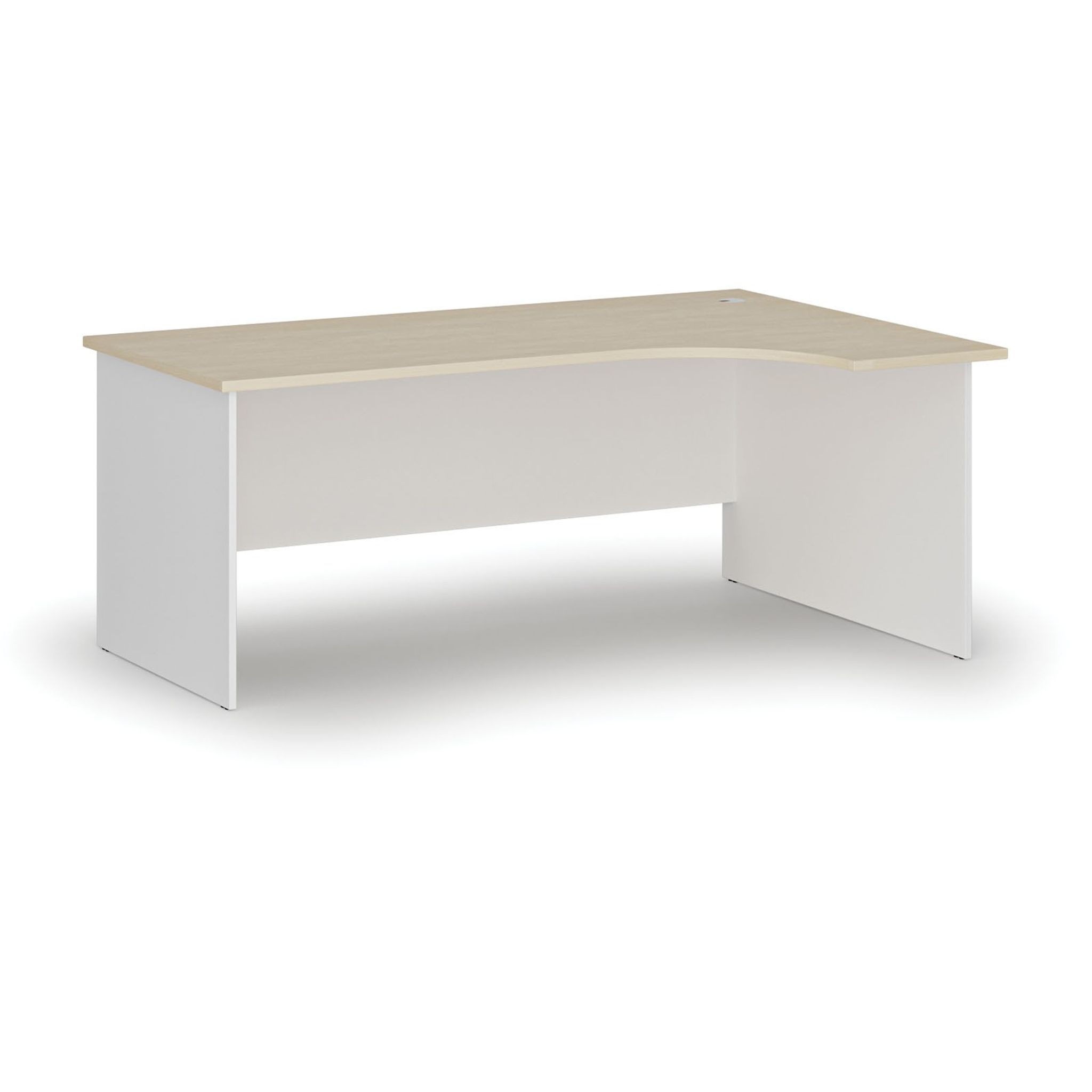 Rohový kancelářský psací stůl PRIMO WHITE, 180x120 cm, pravý, bílá/bříza