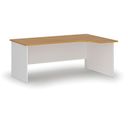 Rohový kancelářský psací stůl PRIMO WHITE, 180x120 cm, pravý, bílá/buk