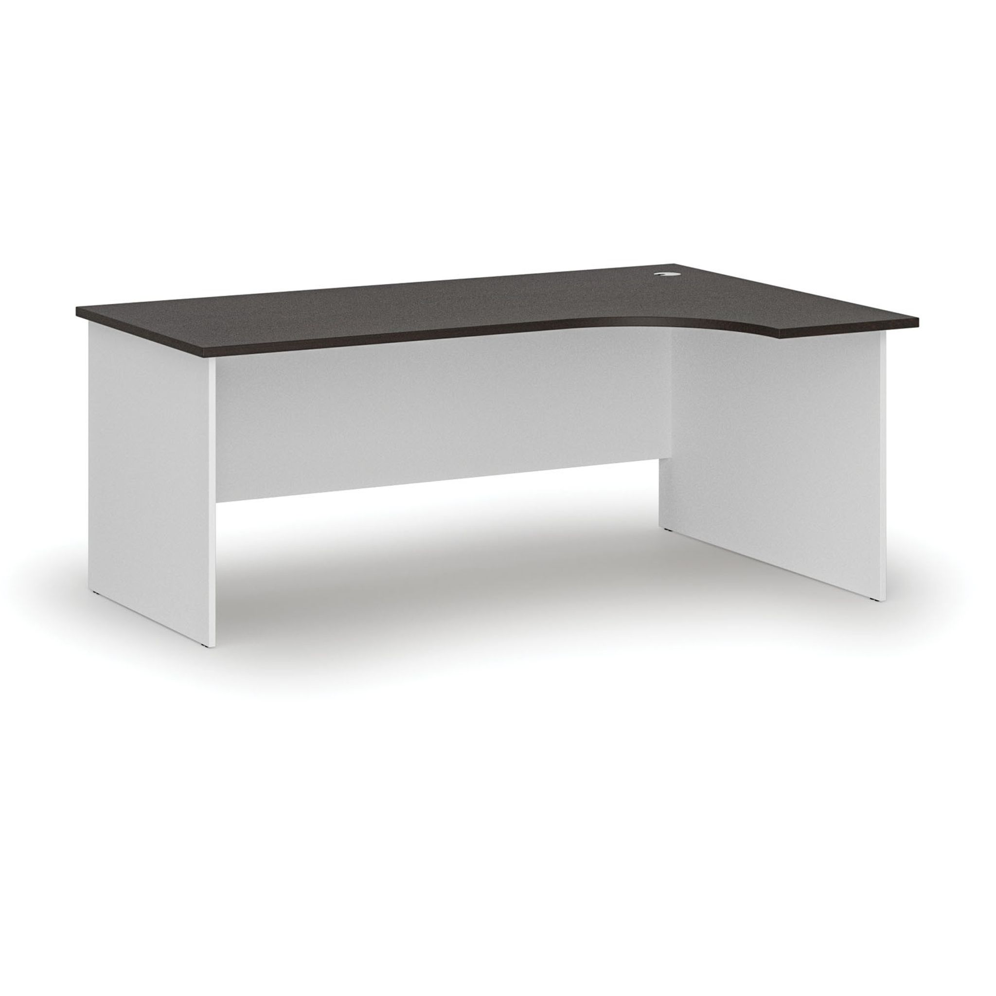 Rohový kancelářský psací stůl PRIMO WHITE, 180x120 cm, pravý, bílá/wenge