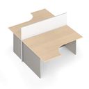 Rohový kancelářský stůl PRIMO s paravanem, magnetická tabule, 2 místa, šedá/bříza