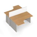 Rohový kancelářský stůl PRIMO s paravanem, magnetická tabule, 2 místa, šedá/buk