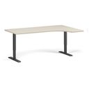 Rohový polohovací stůl se zaoblenými rohy, 180x120 cm, 1 motor, L/P, černá podnož, bříza