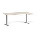 Rohový polohovací stůl se zaoblenými rohy, 180x120 cm, 1 motor, L/P, šedá podnož, bříza