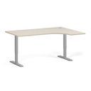 Rohový výškově nastavitelný stůl, 160x120 cm, 1 motor, L/P, šedá podnož, bříza