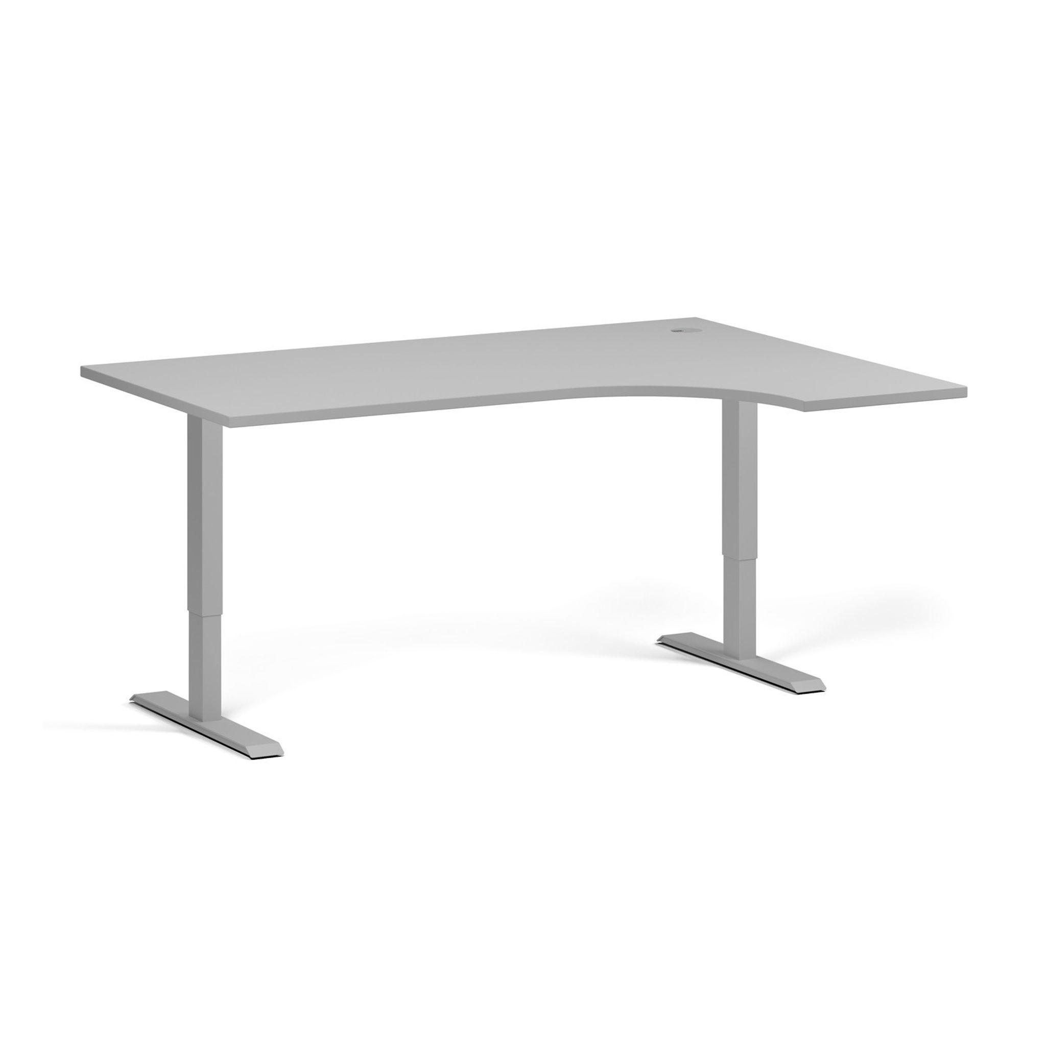 Rohový výškově nastavitelný stůl, 160x120 cm, 1 motor, L/P, šedá podnož, šedá
