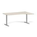 Rohový výškově nastavitelný stůl, 180x120 cm, 1 motor, L/P, šedá podnož, bříza