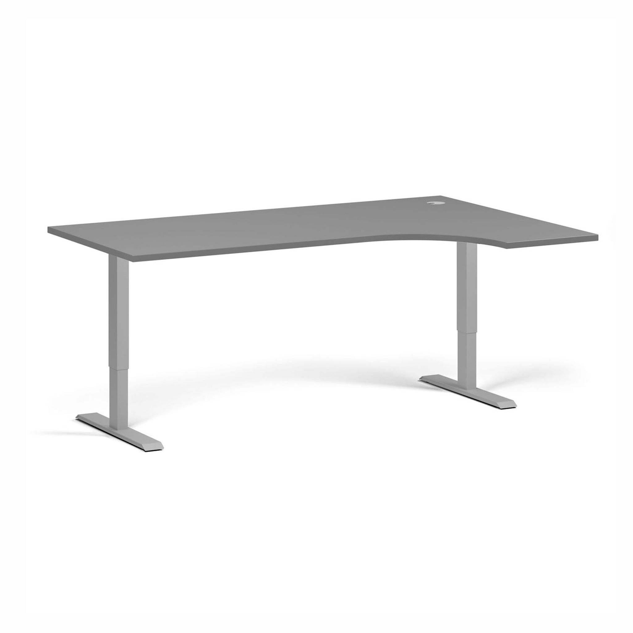Rohový výškově nastavitelný stůl, 180x120 cm, 1 motor, L/P, šedá podnož, grafit