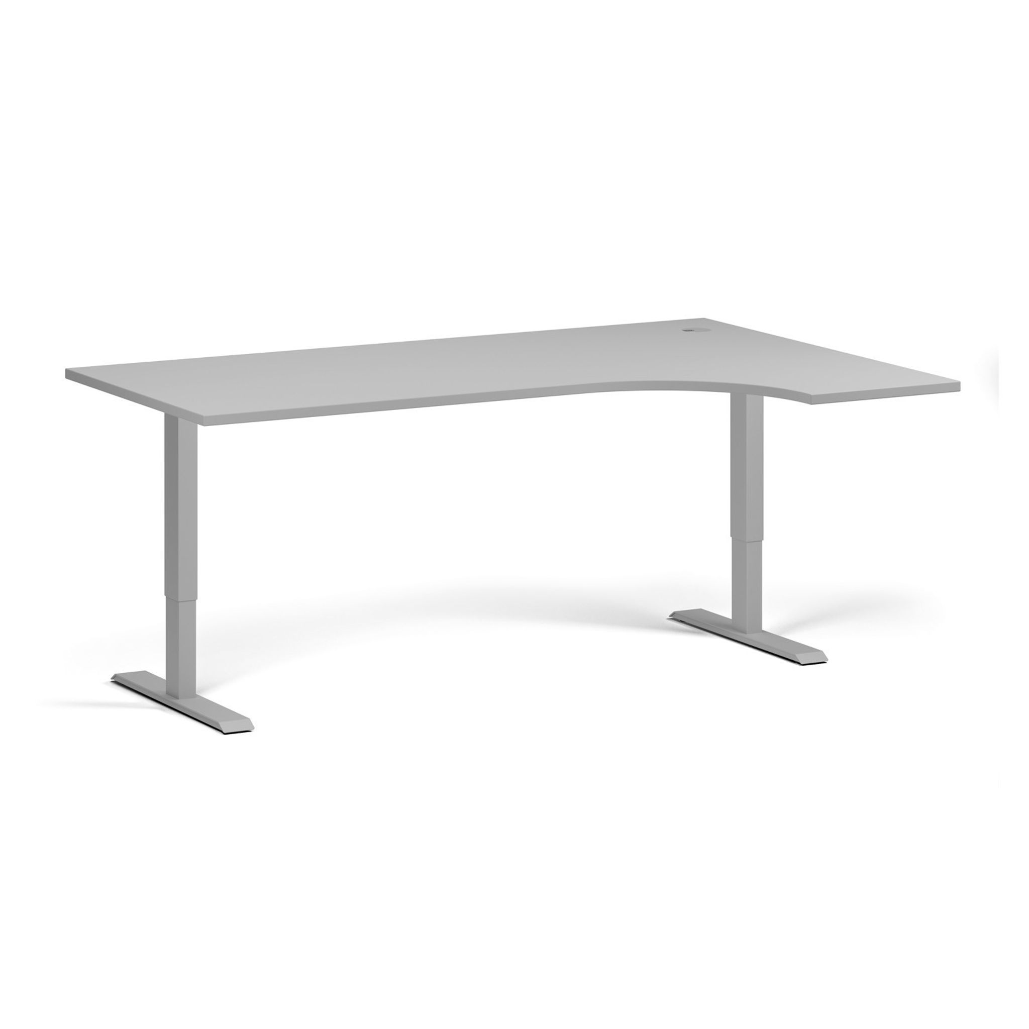 Rohový výškově nastavitelný stůl, 180x120 cm, 1 motor, L/P, šedá podnož, šedá