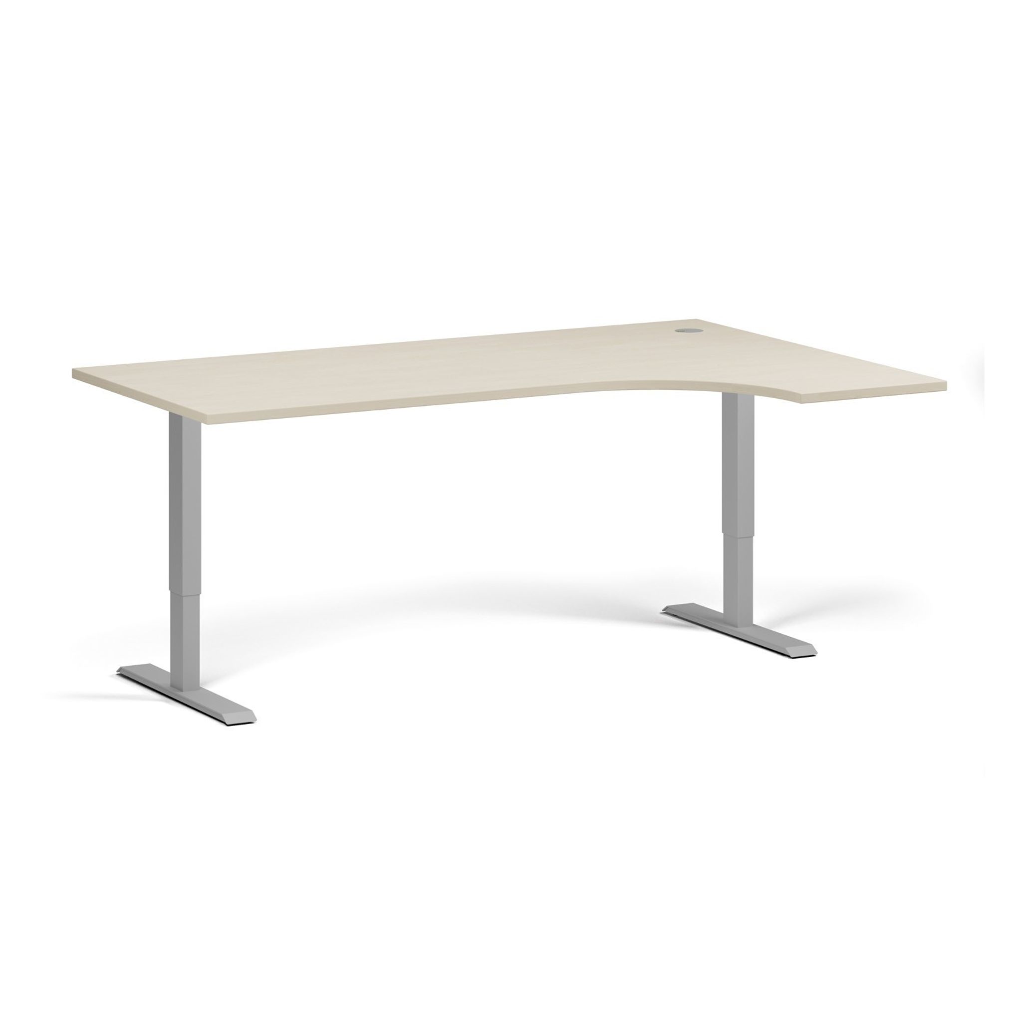Rohový výškovo nastaviteľný stôl, 180x120 cm, 1 motor, L/P, sivá podnož