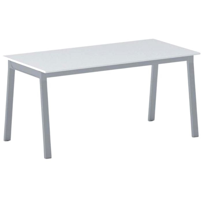Fotografia produktu: Rokovací kancelársky stôl PRIMO BASIC, 160x80 cm, sivostrieborná podnož, biela