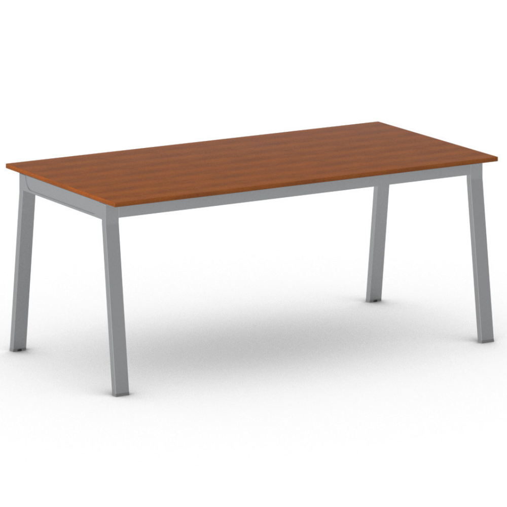 Fotografia produktu: Rokovací kancelársky stôl PRIMO BASIC, 180x90 cm, sivostrieborná podnož, čerešňa
