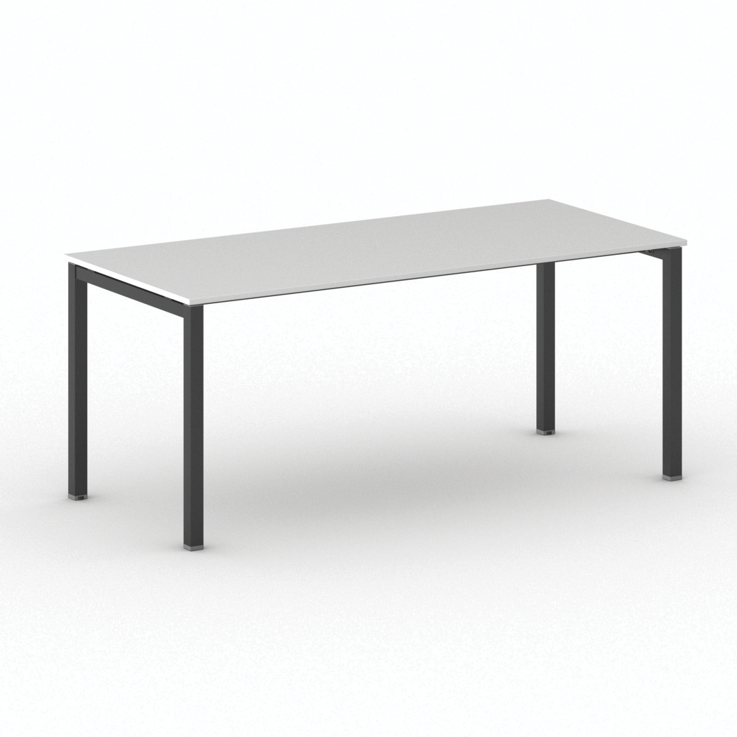 Fotografia produktu: Rokovací kancelársky stôl PRIMO SQUARE, 180x80 cm, čierna podnož, biela