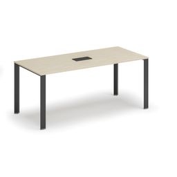 Rokovací stôl PRIMO INFINITY, 180x90 cm, breza + stolová zásuvka TYP IV, čierna