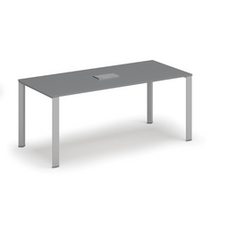 Rokovací stôl PRIMO INFINITY, 180x90 cm, grafit + stolová zásuvka TYP III, strieborná