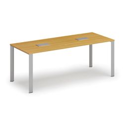 Rokovací stôl PRIMO INFINITY, 200x90 cm, buk + 2x stolná zásuvka TYP II, strieborná