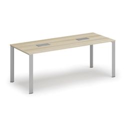 Rokovací stôl PRIMO INFINITY, 200x90 cm, dub prírodný + 2x stolová zásuvka TYP I, strieborná