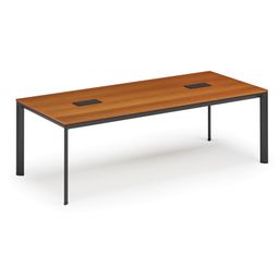 Rokovací stôl PRIMO INVITATION, 240x120 cm, čerešňa + 2x stolná zásuvka TYP V, čierna