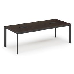 Rokovací stôl PRIMO INVITATION, 240x120 cm, wenge + 2x stolná zásuvka TYP V, čierna