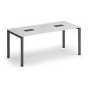 Rokovací stôl PRIMO SQUARE, 180x80 cm, biela + 2x stolná zásuvka TYP II, čierna