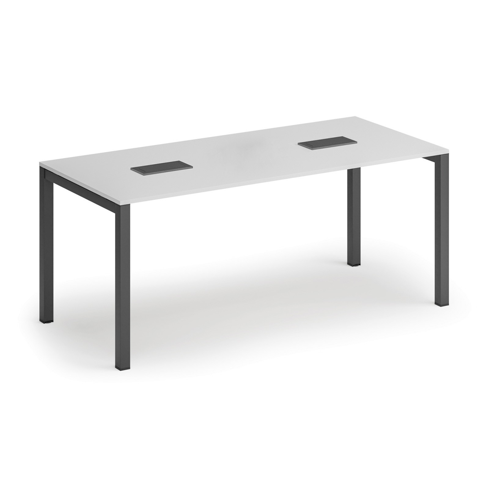 Fotografia produktu: Rokovací stôl PRIMO SQUARE, 180x80 cm, biela + 2x stolná zásuvka TYP VI, čierna