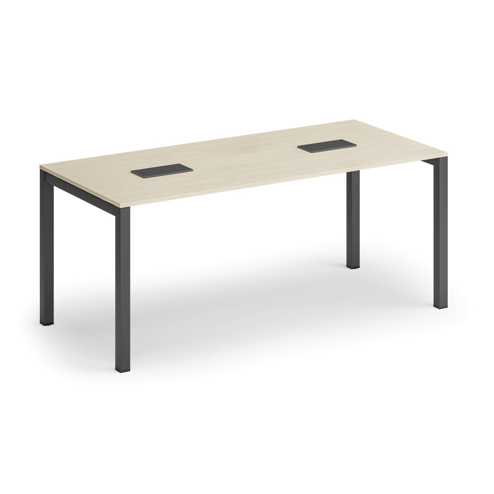 Fotografia produktu: Rokovací stôl PRIMO SQUARE, 180x80 cm, breza + 2x stolová zásuvka TYP VI, čierna