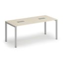 Rokovací stôl PRIMO SQUARE, 180x80 cm, breza + 2x stolová zásuvka TYP VI, strieborná