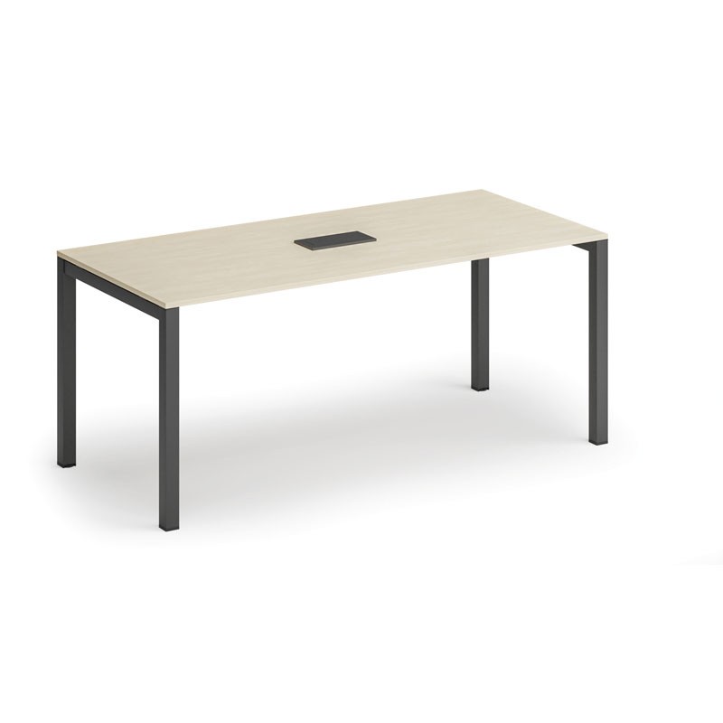 Fotografia produktu: Rokovací stôl PRIMO SQUARE, 180x80 cm, breza + stolová zásuvka TYP VI, čierna
