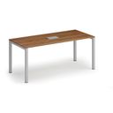 Rokovací stôl PRIMO SQUARE, 180x80 cm, orech + stolná zásuvka TYP II, strieborná
