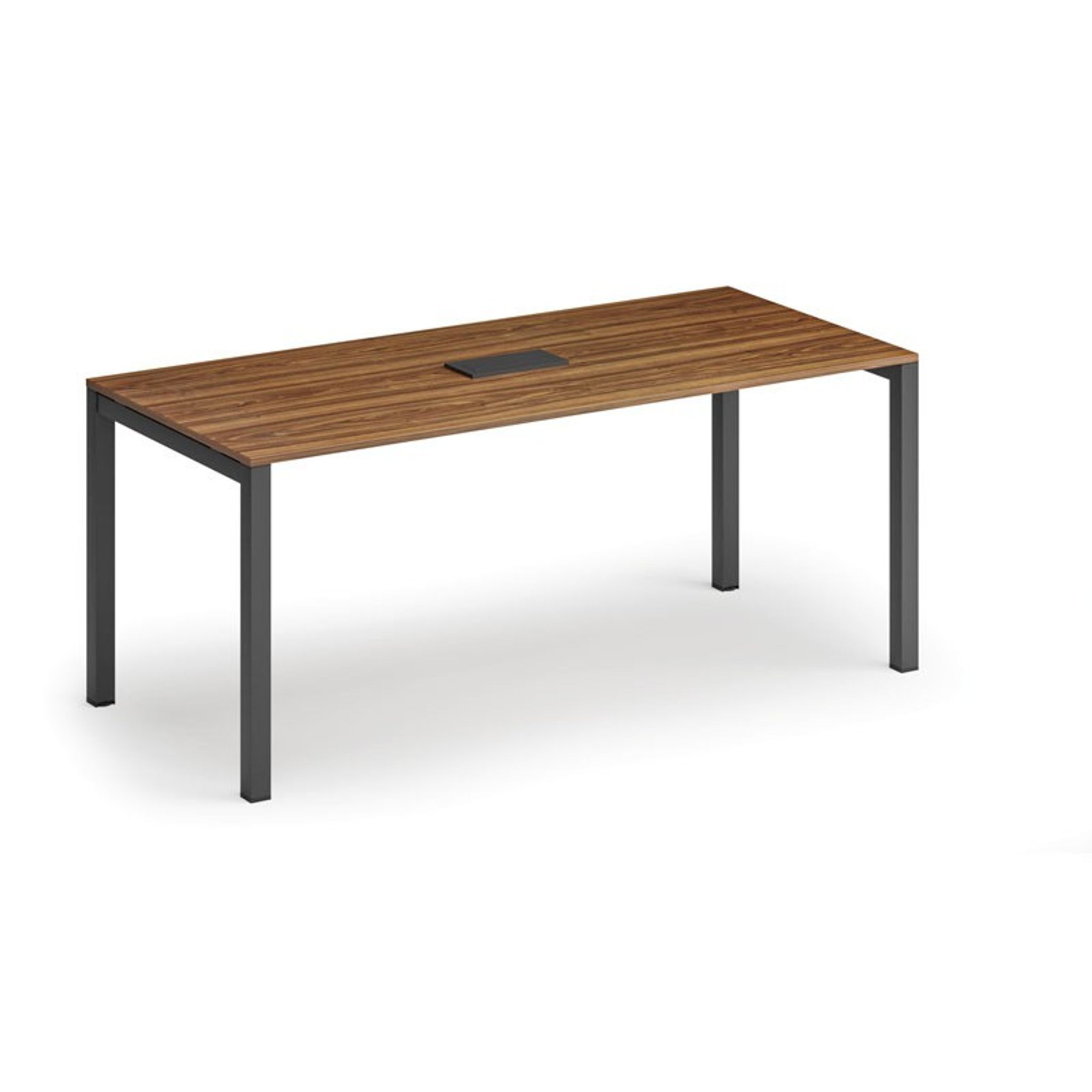 Rokovací stôl PRIMO SQUARE, 180x80 cm, orech + stolná zásuvka TYP VI, čierna