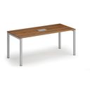 Rokovací stôl PRIMO SQUARE, 180x80 cm, orech + stolová zásuvka TYP VI, strieborná