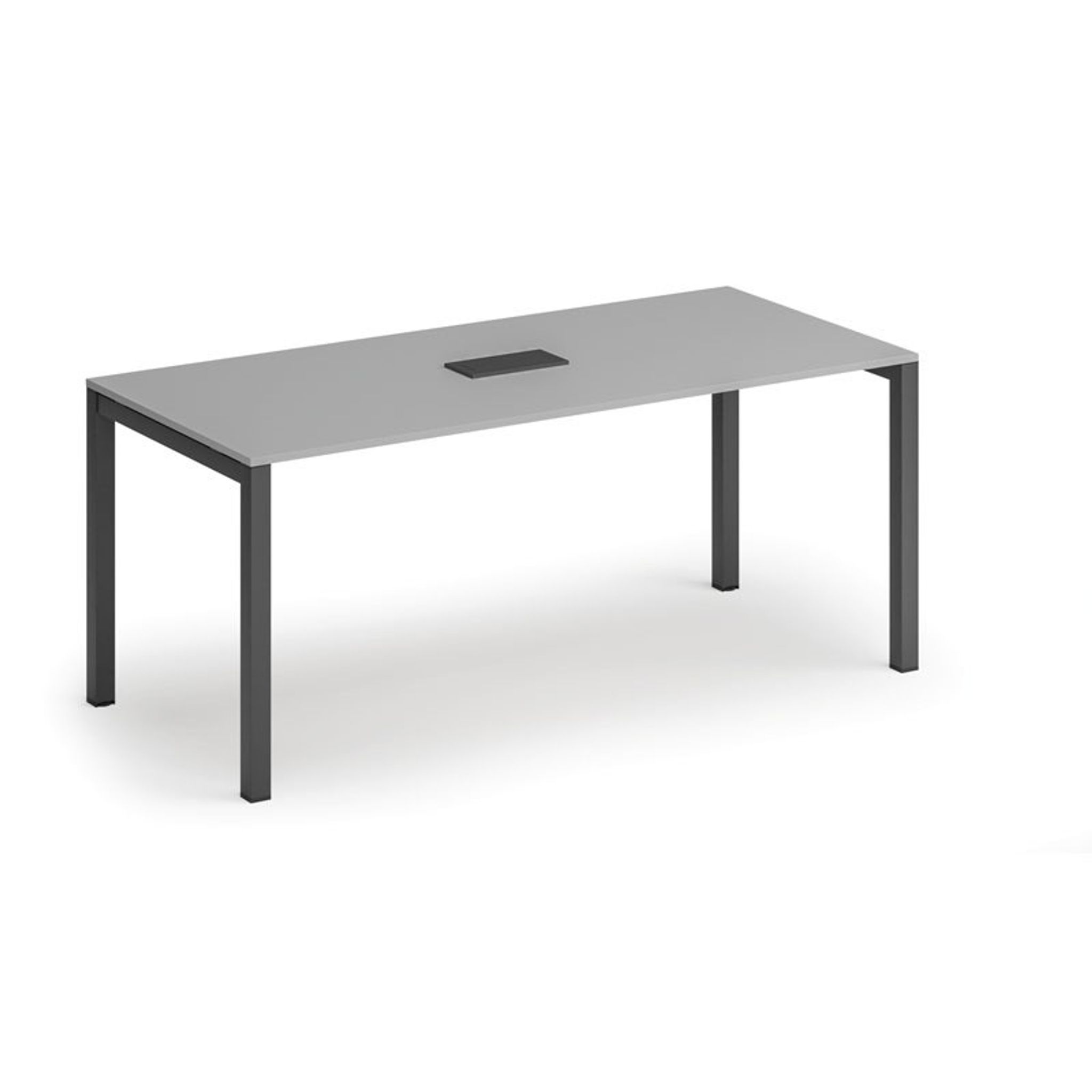 Rokovací stôl PRIMO SQUARE, 180x80 cm, sivá + stolná zásuvka TYP VI, čierna