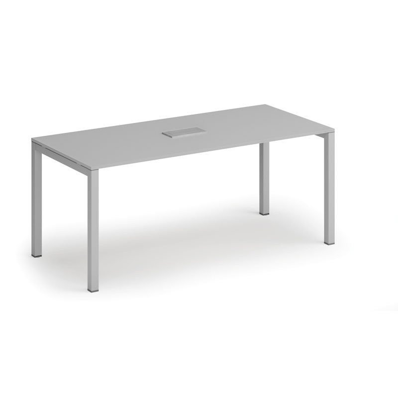 Fotografia produktu: Rokovací stôl PRIMO SQUARE, 180x80 cm, sivá + stolová zásuvka TYP VI, strieborná