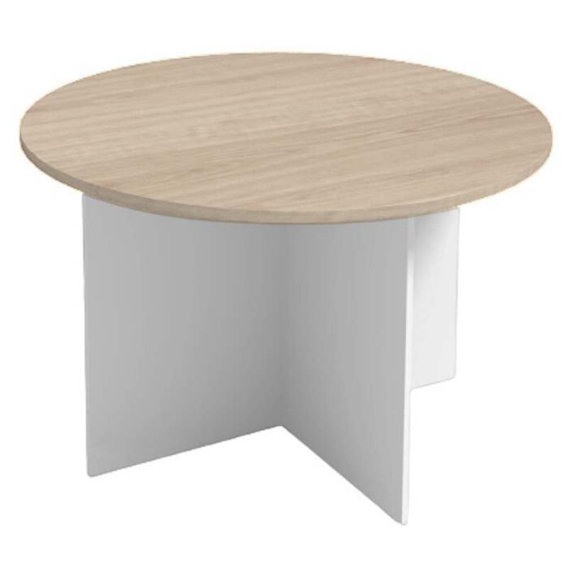 Fotografia produktu: Rokovací stôl s guľatou doskou PRIMO WHITE, priemer 120 cm, biela/dub prírodný