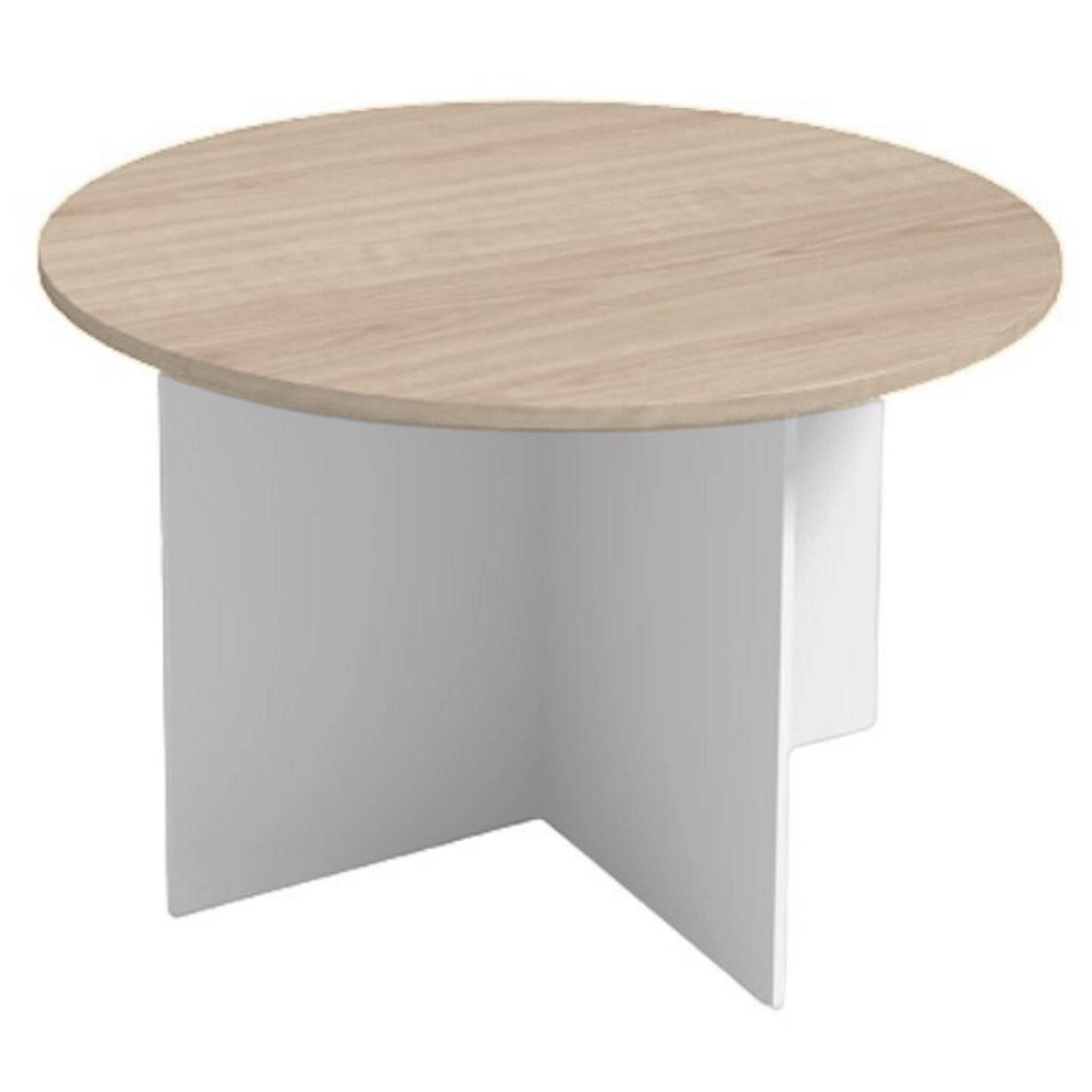 Rokovací stôl s guľatou doskou PRIMO WHITE, priemer 120 cm, biela/dub prírodný