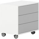 Rollcontainer, Büro-Sideboard LAYERS White, 3 Schubladen, 600 x 400 x 575 mm, weiß / grau