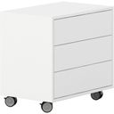 Rollcontainer, Büro-Sideboard LAYERS White, 3 Schubladen, 600 x 400 x 575 mm, weiß