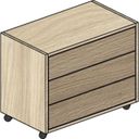 Rollcontainer, Büro-Sideboard LAYERS Wood, 3 Schubladen, 600 x 400 x 575 mm, Eiche natur / Eiche gebeizt