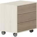 Rollcontainer, Büro-Sideboard LAYERS Wood, 3 Schubladen, 600 x 400 x 575 mm, Eiche natur / Eiche gebeizt