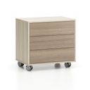 Rollcontainer, Büro-Sideboard LAYERS Wood, 3 Schubladen, 600 x 400 x 575 mm, Eiche natur / Eiche gebeizt