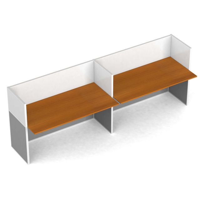 Rovný kancelársky stôl PRIMO s paravánmi, 2 miesta, magnetická tabuľa, čerešňa